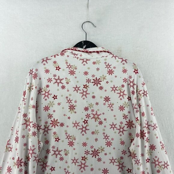 American Girl Pajama Top Girls Sz XL (16/18) White Snowflakes Button-Up Collared - Picture 8 of 12